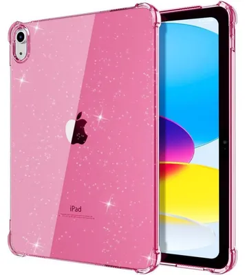 Zdjęcie produktu dla Etui ochronne do iPada 11 cali (11. generacji, 2025) oraz 10,9 cala (10. generacji, 2022), przezroczyste, z różowymi, brokatowymi kwiatami, wykonane z TPU