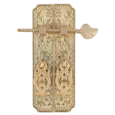 Image de Plaque d'armoire,Poignées d'armoire chinoises en laiton,Plaque de poignée de porte chinoise,Poignées d'armoire orientales,Poignées d'armoire antiques,Quincaillerie chinoise en laiton