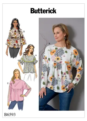 Imagen del producto de Blusa de mujer, modelo B6593, marca Butterick (tallas 32-40)