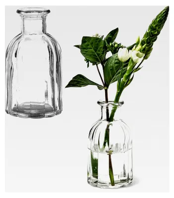 Produktbild von 6 Vasen aus Glas in geriffelter Optik, klar H 13,5 cm