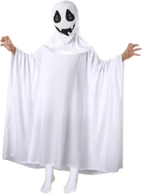 Obrázek produktu pro Kostým ducha na Halloween – dětský kostým s bílým pláštěm, 10–12 let