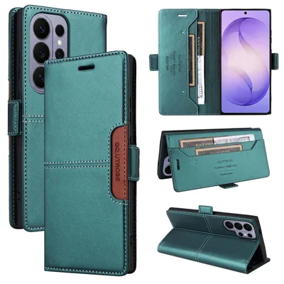 Immagine prodotto di Custodia per cellulare Samsung Galaxy S26 Ultra Custodia, portafoglio in pelle con scomparto per carte e supporto protettivo Verde