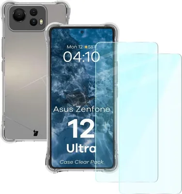Produktbild von Bizon Case Clear Pack Hülle + 2x Bildschirmglas Asus Zenfone 12 Ultra klar