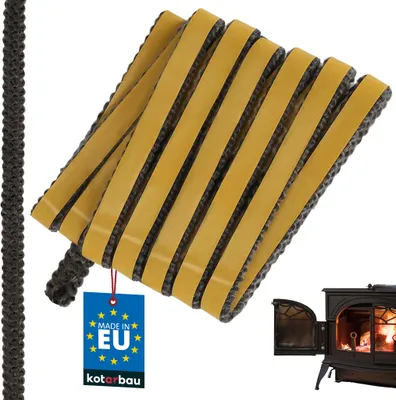 Obrázok produktu pre KOTARBAU® Krbová tesniaca páska Samolepiaca tesniaca páska zo sklených vlákien 12 x 4 mm na krbové kachle 2,5 m Krbové tesnenie Krbová tesniaca páska Tepelne odolná čierna
