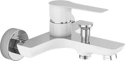 Obrázek produktu pro Designová vanová baterie pro montáž na stěnu bez sprchového setu bílá