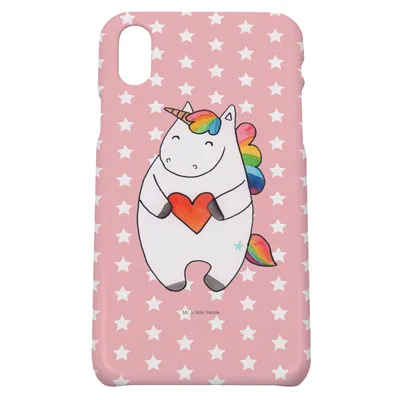 Produktbild von Mr. & Mrs. Panda Iphone 10 Handyhülle Einhorn Herz - Rot Pastell - Geschenk, Cover, X, Bunt, Freundin, Unicorn, Einhörner, Handy, Hülle