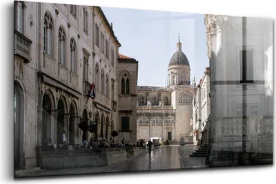 Produktbild von 120x60 - Wandmalerei auf Glas- Wanddekoration aus Glas - Kathedrale von Dubrovnik