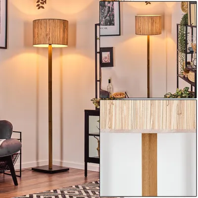 Produktbild von Arenabianca Stehlampe mit Holzfuß und Schirm aus Seegras