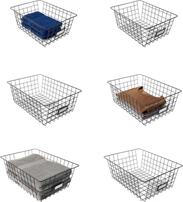 Productafbeelding van Draadmanden - Opbergmanden van metaaldraad - Set van 6 - Met labelkaartjes - Zwart