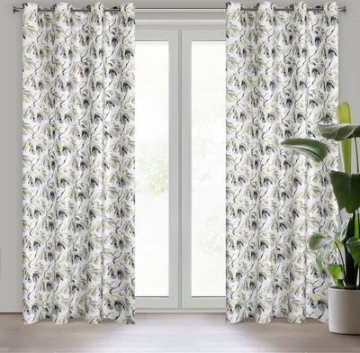Produktbild von Vorhang MELISA weiß gelb 140x250 cm  Ösen Ösenvorhang