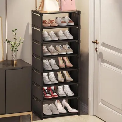 Immagine prodotto di Scaffale per scarpe da 16 paia, impilabile, 8 ripiani, salvaspazio