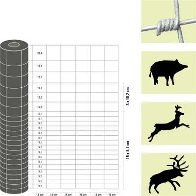 Produktbild von Weidezaun / Wildzaun Taurus Forstwirtschaft leicht, Rollenlänge: 50 m, Kantendrähte: ø 2,4 mm, Draht: ø 1,9 mm - Höhe: 160 cm