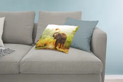 Produktbild von MuchoWow® Zierkissen Sofakissen Wohnzimmer Dekokissen 60x40 cm Elefant - Tiere - Wald - Bäume - Kopfkissen - Polster mit Foto