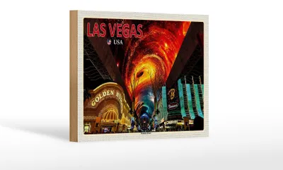 Produktbild von Holzschild Reise 18x12 cm Las Vegas USA Fremont Street Casinos Dekoration