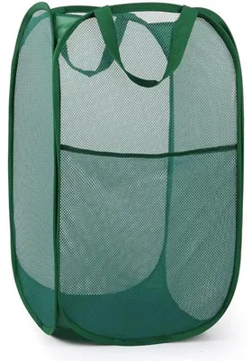 Image de Panier à linge vert compact, 36 x 36 x 58 cm, portable