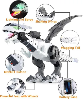 Produktbild von Nebelsprühroboter-Drachenspielzeug für Kinder, wandelnder Dinosaurier, feuerspeiender Wasserspray mit Lichtern und Geräuschen
