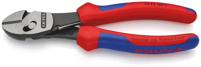 Produktbild von Knipex TwinForce, Diagonale Zange, Chrom-Vanadium-Stahl, Kunststoff, Blau, Rot, 180 mm, 280 g