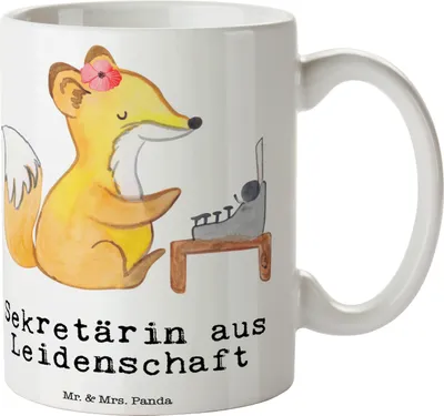 Produktbild von Mr. & Mrs. Panda Tasse Sekretärin Leidenschaft - Weiß - Geschenk, Teetasse, schöne, Kaffeetasse, Becher, Henkelbecher