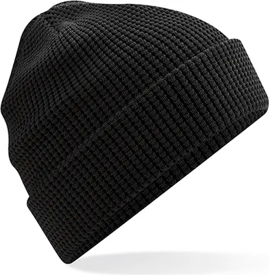 Produktbild von Beechfield B52N | Organic Baumwolle Waffle Beanie - 100% Baumwolle - Farbe: Black - Größe: One Size