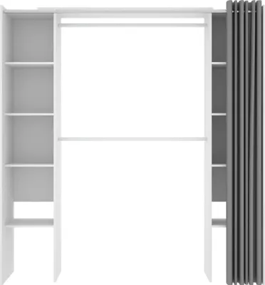Produktbild von Kleiderschrank Kleiderschranksystem - B. 110/180 cm - Weiß & Grau - DORIAN