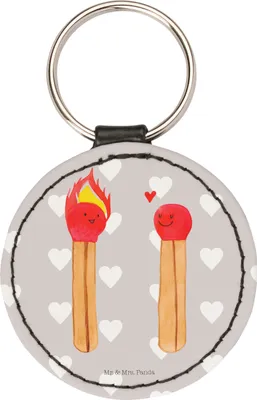 Produktbild von Mr. & Mrs. Panda mini schlüsselanhänger Streichhölzer - Grau Pastell - Geschenk, Liebesbeweis, Taschenanhänger, edel, Anhänger, Liebesgeschenk, schlüsselbund, schlüssel