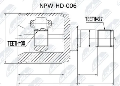 Produktbild von NTY Gelenksatz Antriebswelle Vorne Rechts Getriebeseitig für HONDA CIVIC VI Hatchback (EJ, EK) NPW-HD-006