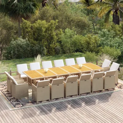 Image de Maison Exclusive - Ensemble de salon de jardin 17 pièces avec coussins, en rotin synthétique beige