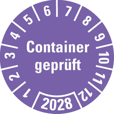 Produktbild von Dreifke® Prüfplakette Container  2028, violett, Hochleistungsfolie, Ø ...