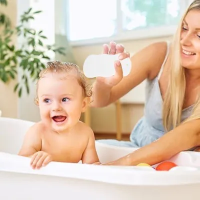 Obrázok produktu pre Mäkká žínka na sprchovanie pre jemné umývanie bábätiek – 2 žinky do kúpeľa pre deti, šetrné k pokožke a poskytujúce osviežujúcu kúpeľ