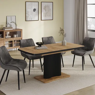 Immagine prodotto di tavolo da pranzo allungabile Vicco Fenaro Nero/quercia 120 x 80 cm Estensibile, Model 58005