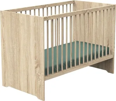 Produktbild von MONTANA Duo-Babyzimmer – Bett 120 x 60 + Wickelkommode mit 2 Schubladen und goldenem Eichendekor – SAUTHON