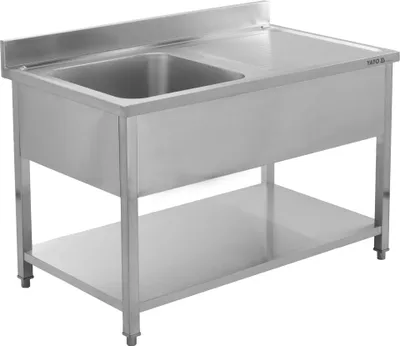 Obrázek produktu pro Pracovní stůl z nerezové oceli s umyvadlem 100 × 70 cm, jedno umyvadlo