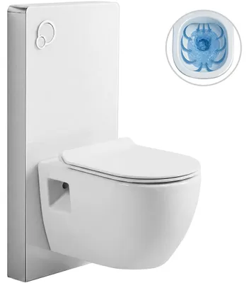 Immagine prodotto di Set completo per WC Modul/Dure - bianco lucido - pulsante integrato - modulo pneumatico - 51x35 cm