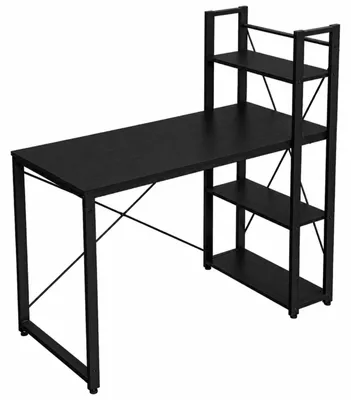 Zdjęcie produktu dla Biurko komputerowe loft czarne z regałem i półkami duże 120x60x120 BEGRYF