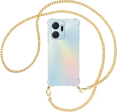 Produktbild von Handykette Backcover-Schutzhülle mit Band (Metall goldfarben) für Honor X7a (6.75'') - goldfarbene Kette
