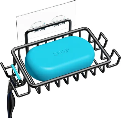 Imagen del producto de Soporte para jabón de acero inoxidable con 4 ganchos, para montaje en pared, color , ideal para baños