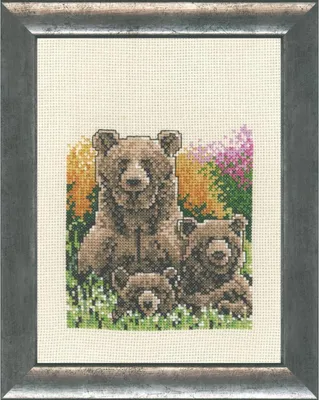 Obrázek produktu pro Permin sada pro vyšívání křížem "Medvěd s dětmi", 16x21cm, 92-9131