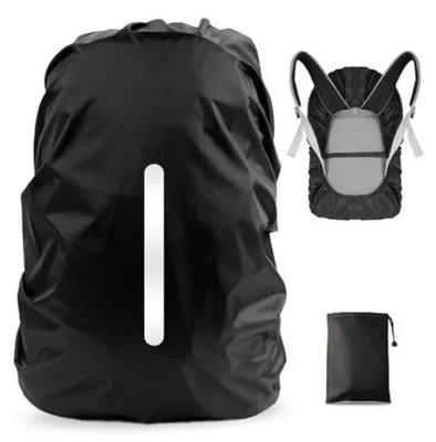 Produktbild von Regenhülle für Rucksack mit Reflexstreifen und Verstellschnalle, Schwarz, Größe M (30-40L)