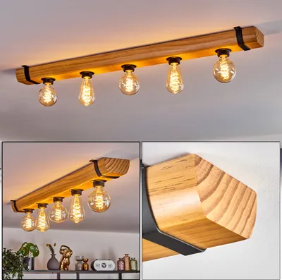 Produktbild von Guspini Deckenlampe aus Holz/Metall in Naturfarben/Schwarz