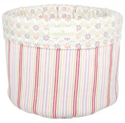 Produktbild von Greengate Brotkorb EVELINA Weiß mit Streifen Runder Korb Baumwolle 17x21 cm