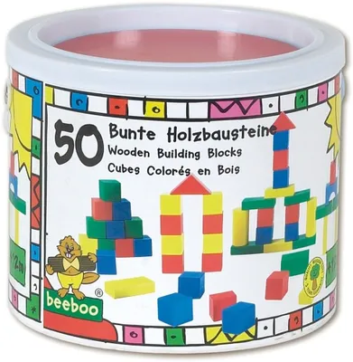 Immagine prodotto di Blocchi da costruzione in legno BEE colorati 50 pezzi, 1 set