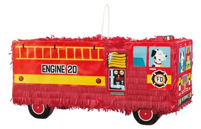 Produktbild von Feuerwehr Pinata für Kindergeburtstag und Mottoparty, Maße ca. 47,6 x 24,1 cm
