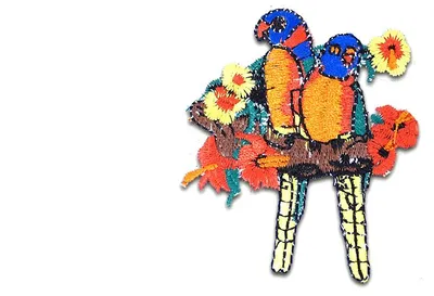 Obrázok produktu pre Vtáky papagáj - nášivka, nažehľovacia, nášivky, nášivky, nažehľovacie, veľkosť: 6,3 x 5,2 cm