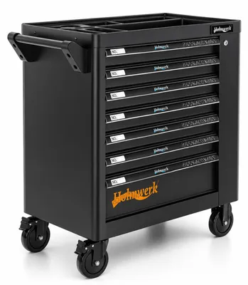 Produktbild von Werkstattwagen ROCKX unbestückt 7 Schubladen Vollauszug Softclose abschließbar Seitentür und Ablage