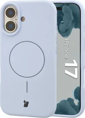 Produktbild von Silikon Handyhülle mit Magnetring für iPhone 17, Bizon Soft Case Magnetic, Hellblau