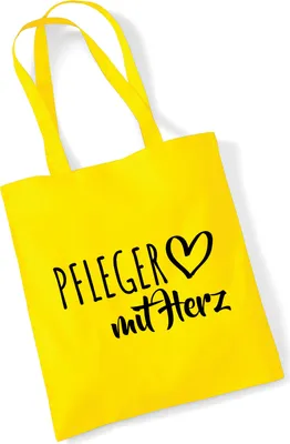 Produktbild von Huuraa Jutebeutel Pfleger mit Herz 10 Liter Yellow Baumwolle Tasche Geschenkidee