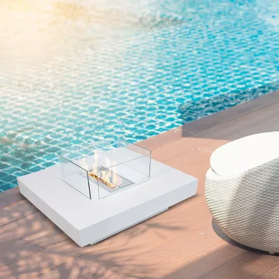 Image de Alife - Cheminée bioéthanol, 70x70x35h cm Blanc, Capacité 1,5 lt