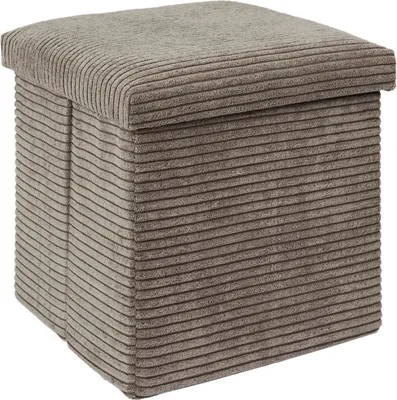 Produktbild von Pouf/hocker - Aufbewahrungsbox - Rippe - weis - Polyester/mdf - 38 x 38 cm