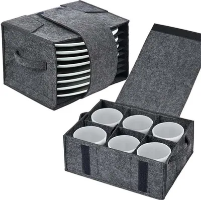 Produktbild von Tellerhalter Filz Set Wohnmobil Tellerhalter für 8 Teller 6 Tasse Camping Ordnungssystem Wohnwage