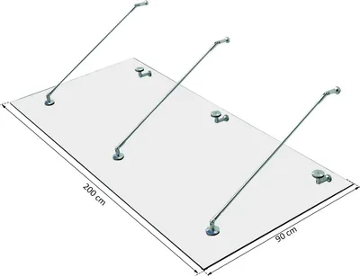 Produktbild von ESG gehärtetes Glas Vordach Klarglas Edelstahl Türvordach 200x90cm